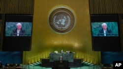 Samoa's Prime Minister Tuilaepa Sailele Malielegaoi addresses the 74th session of the United Nations General Assembly at the U.N. headquarters, Sept. 27, 2019.