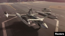 An artist's rendering of the Uber flying taxi concept, May 7, 2018.